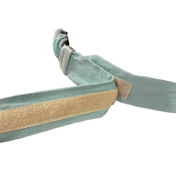 3/$30 Vintage Ginnie Johansen Linen And Pearl Handmade Blue Belt 32-34” Waist - Picture 4 of 6